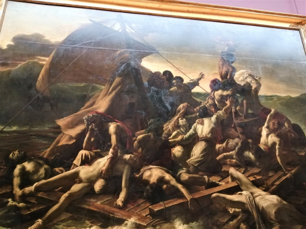 La zattera della Medusa, un'opera romantica di Gericault che rappresenta alcuni marinai francesi intenti a mettersi in salvo dopo l'affondamento della propria nave, solo alcuni di loro riusciranno a non perdere la vita. Louvre. Parigi