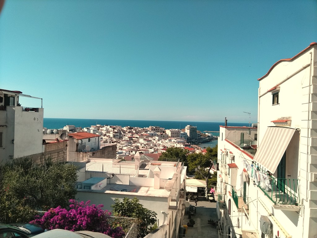 Vista di Vieste e della sua marina dal colore bianco, Puglia