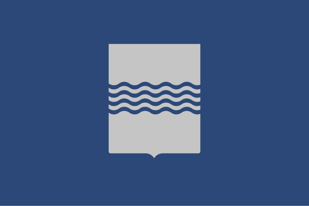 La bandiera della Basilicata con quattro onde blu che rappresentano i quattro fiumi più importanti della regione