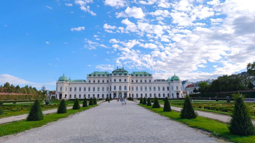 Facciata del Palazzo del Belvedere Superiore a Vienna, Austria